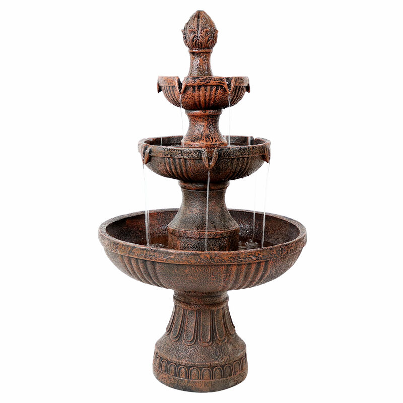 Sunnydaze Flower Blossom Resin Outdoor 3-Tier Fountain