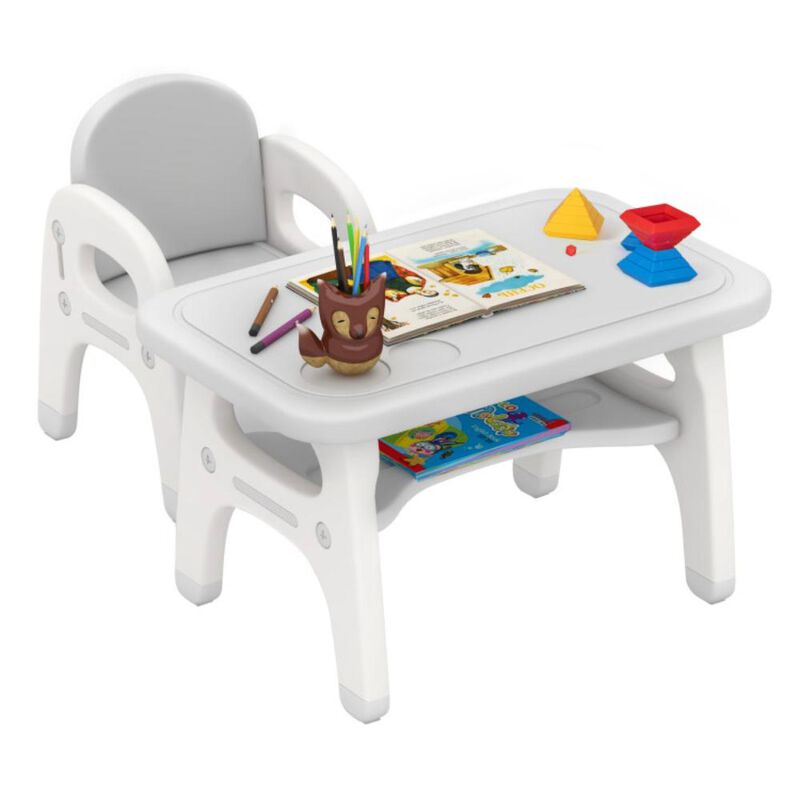 Hivvago Kids Activity Table and Chair Set with Montessori Toys for Preschool and Kindergarten