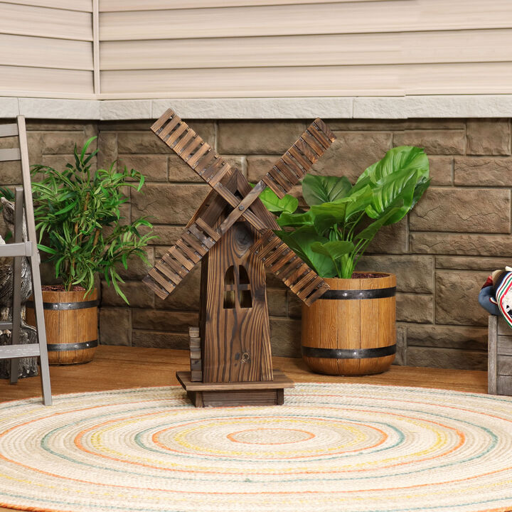 Sunnydaze Dutch Windmill Outdoor Decorative Wood Yard Art Statue - 39 in