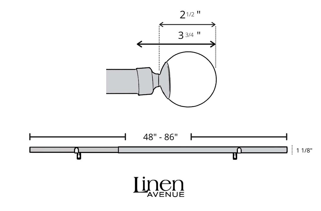 Linen Avenue Ball Double Window Curtain Rod Set