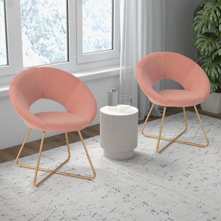 Hivvago Modern Velvet Accent Chair Vanity Chair with Metal Legs
