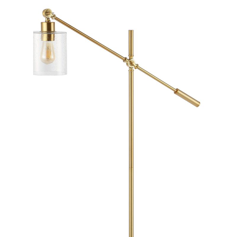 Kathryn Iron/Seeded Glass Adjustable Head Modern LED Floor Lamp