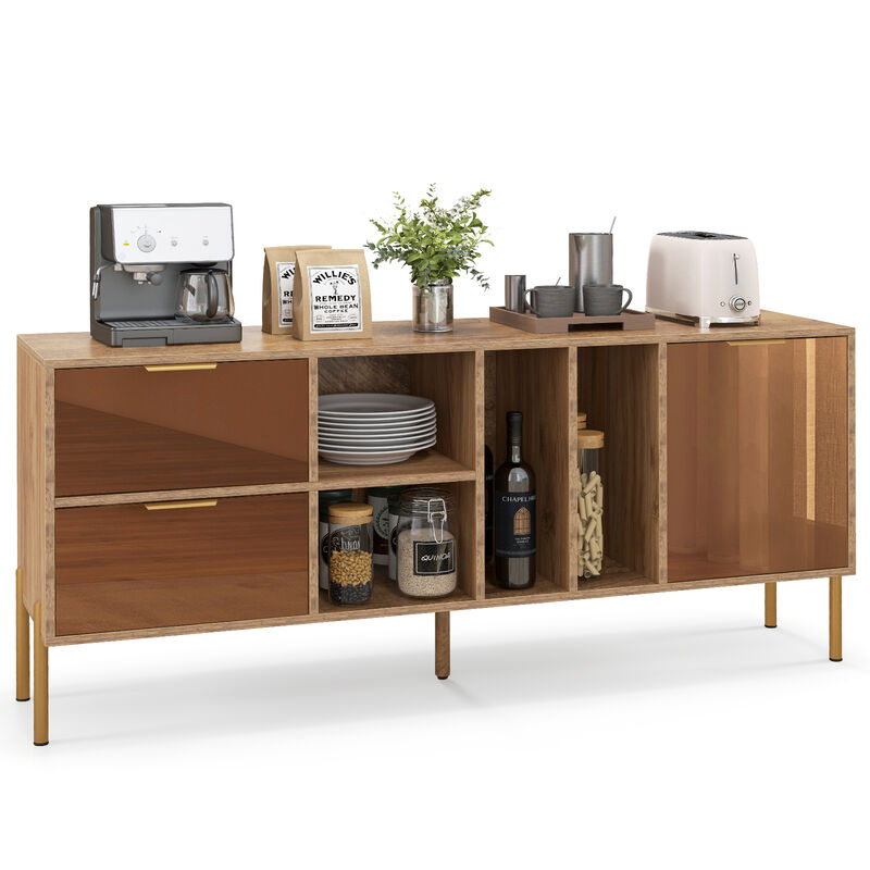 Mirrored Buffet Cabinet with 2 Drawers and 1 Door for Living Room