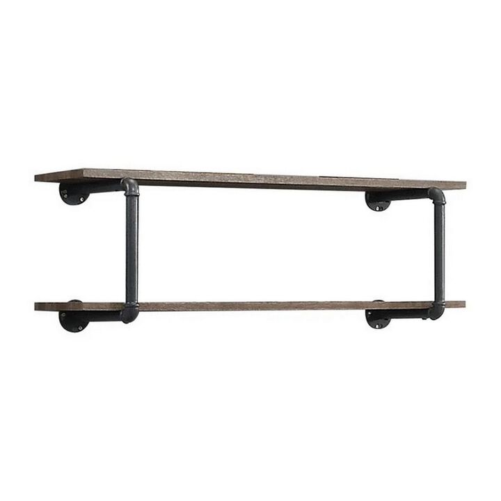 Antique Metal Framed Wall Rack, Brown and Gray - Benzara