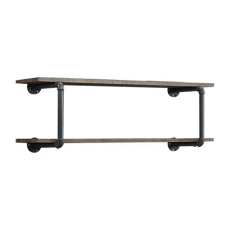 Antique Metal Framed Wall Rack, Brown and Gray - Benzara