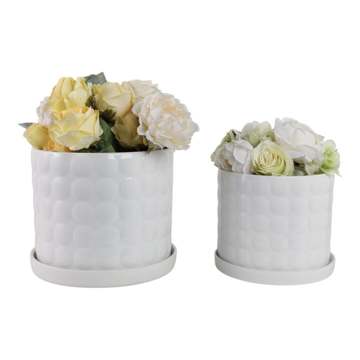 White Ceramic Bubble Planter Set
