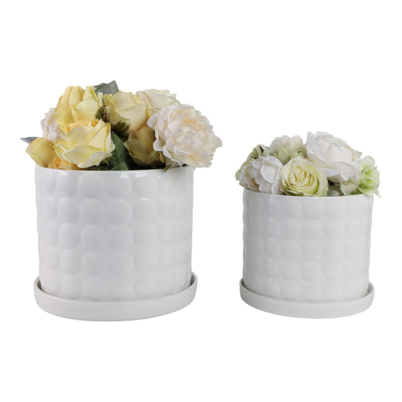 White Ceramic Bubble Planter Set