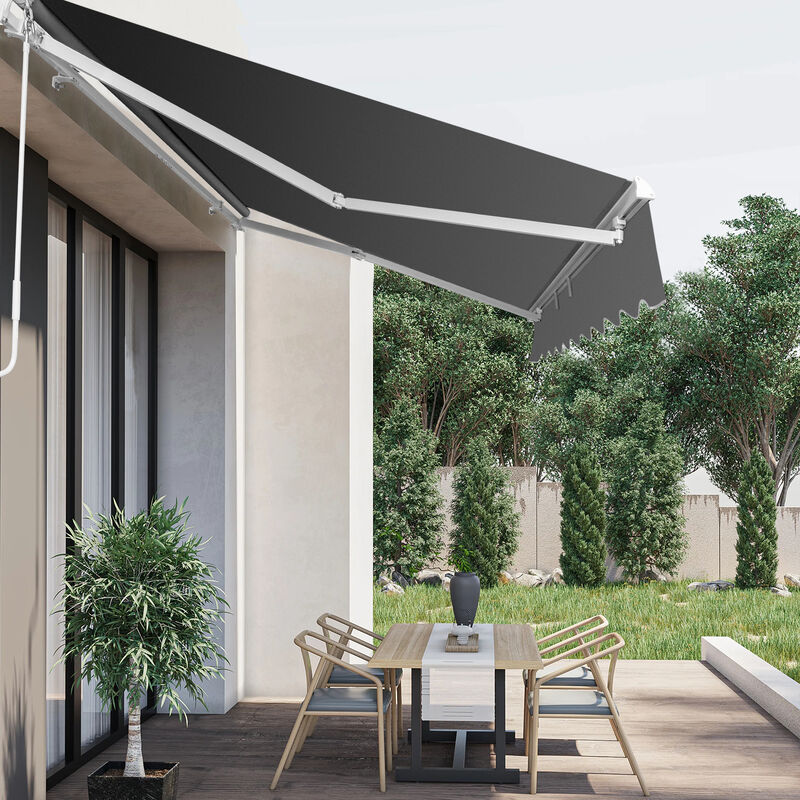 Retractable Awning with Aluminum Alloy Frame, Polyester Cloth for Outdoor Patio Protection