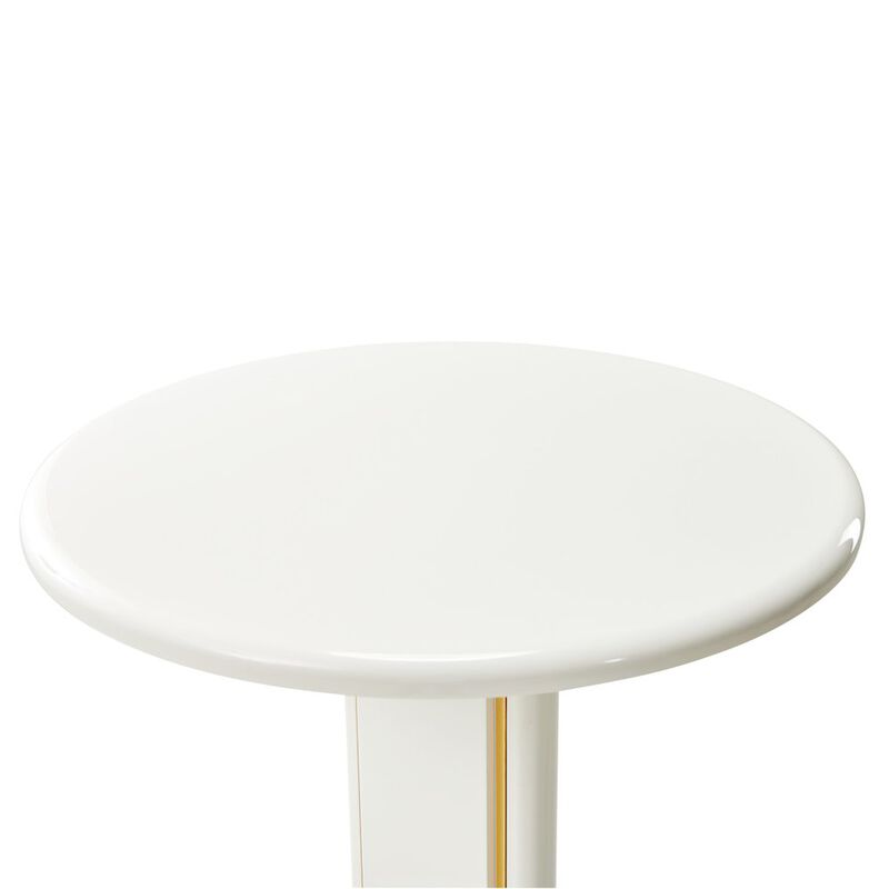 Michael Amini Sassani End Table - Pearl White/Gold