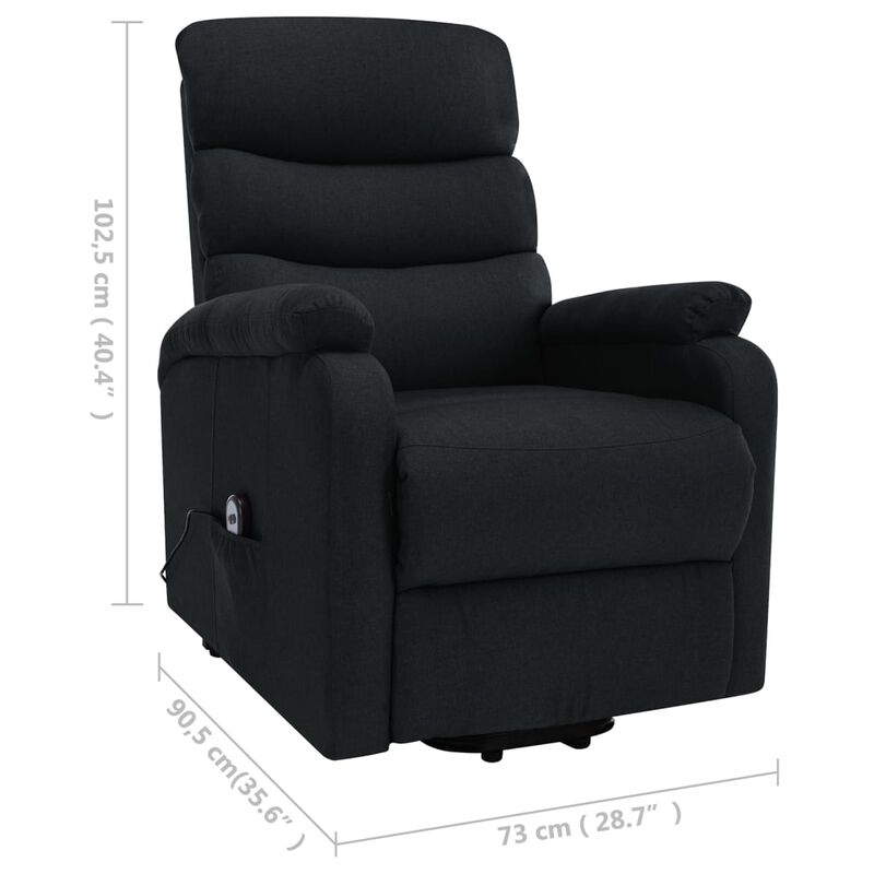 Power Lift Massage Recliner Black Fabric
