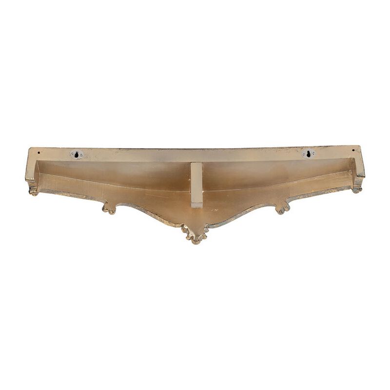 Riry 23 Inch Wall Plaque Shelf, Dotted Texture, Metal, Gold Resin Finish - Benzara