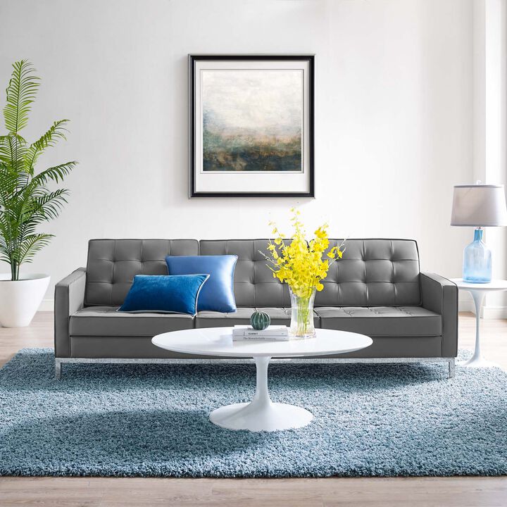 Loft Tufted Vegan Leather Sofa
