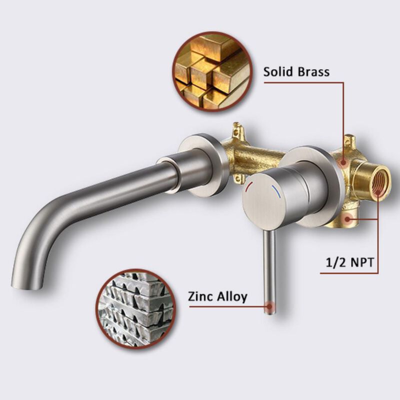 Wall-Mount Faucet for Bathroom Sink or Bathtub, Stylish and Space-Saving Design
