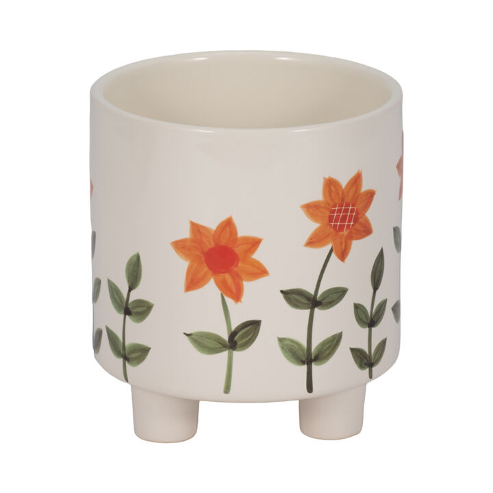 6" Footed Hand Painted Planter