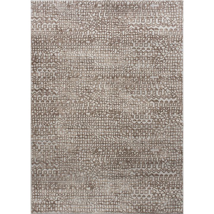 3' x 5' Brown and Gray Tribal Rectangular Area Throw Rug