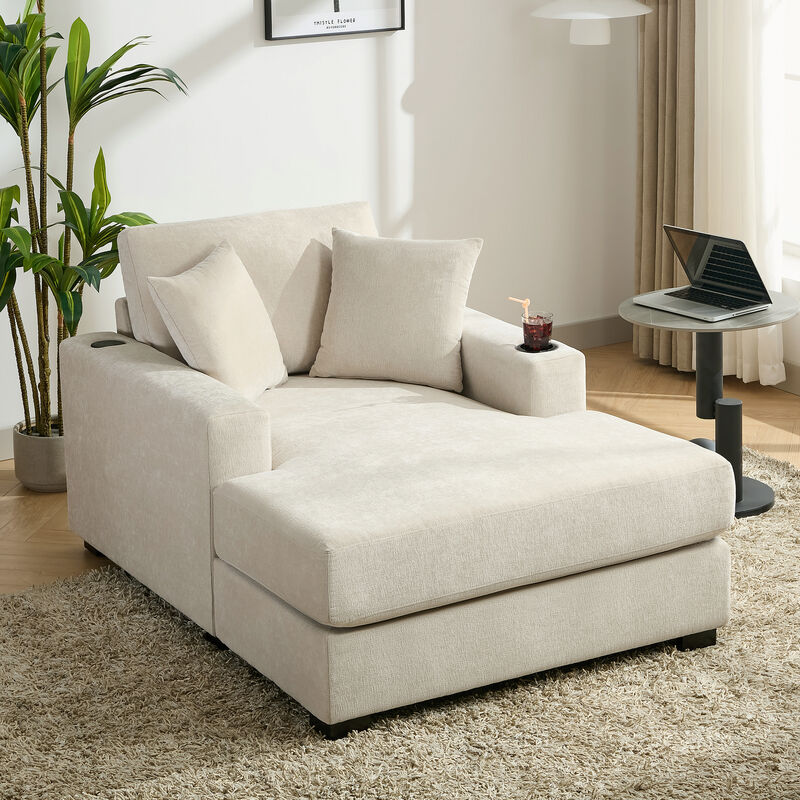 Merax Modern Chenille Chaise Lounge Sofa Couch