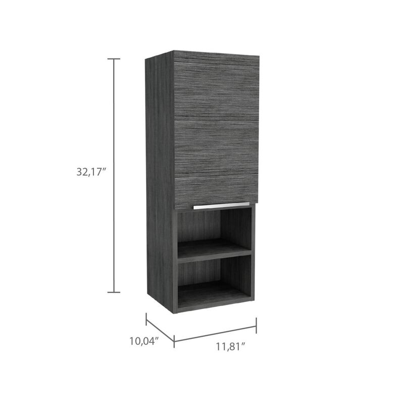 Mila Bathroom Cabinet, Two Interior Shelves, Two External Shelves, Single Door Cabinet - Smokey Oak