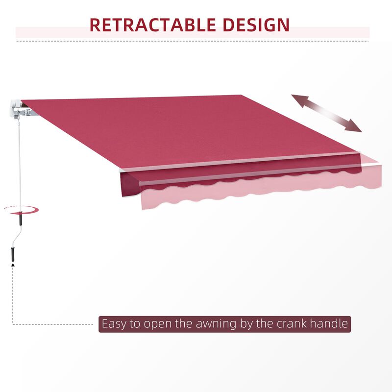 Claret Cranking Canopy: 10x8 Ft UV-Resistant Retractable Patio Awning