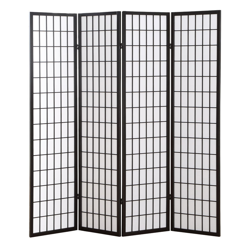Streamdale 4 Panel Oriental Shoji Screen / Room Divider, Black