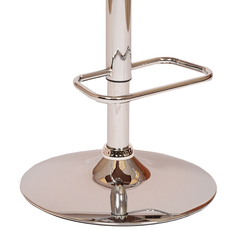 London Cream Faux Leather Adjustable Height Swivel Walnut Wood and Chrome Stool