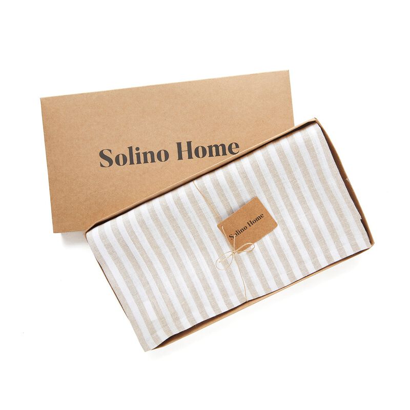 Solino Home 100% Pure Linen Tablecloth | Amalfi Stripe