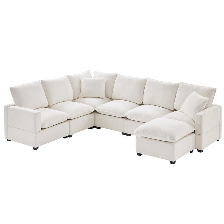 Merax Modern U Shape Modular Sofa with 2 Pillows