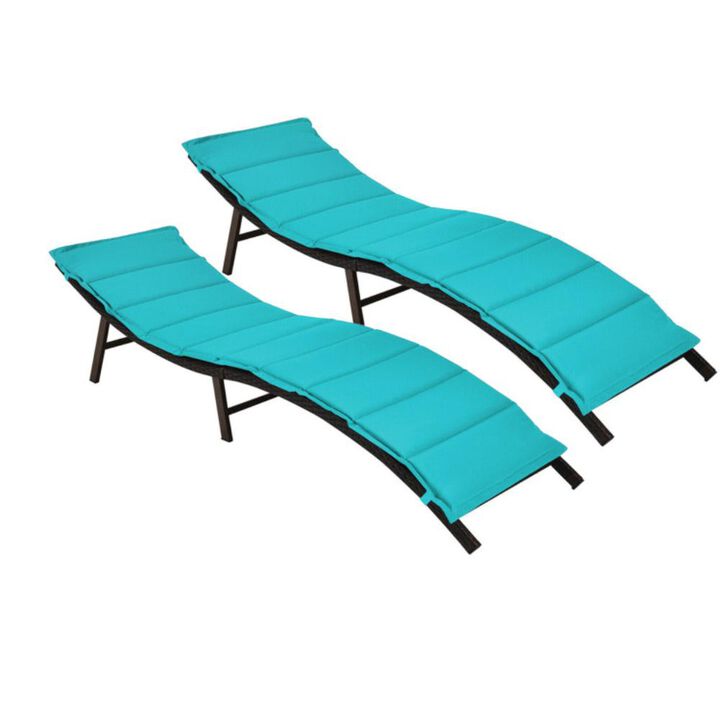 Hivvago 2 Pieces Folding Patio Lounger Chair