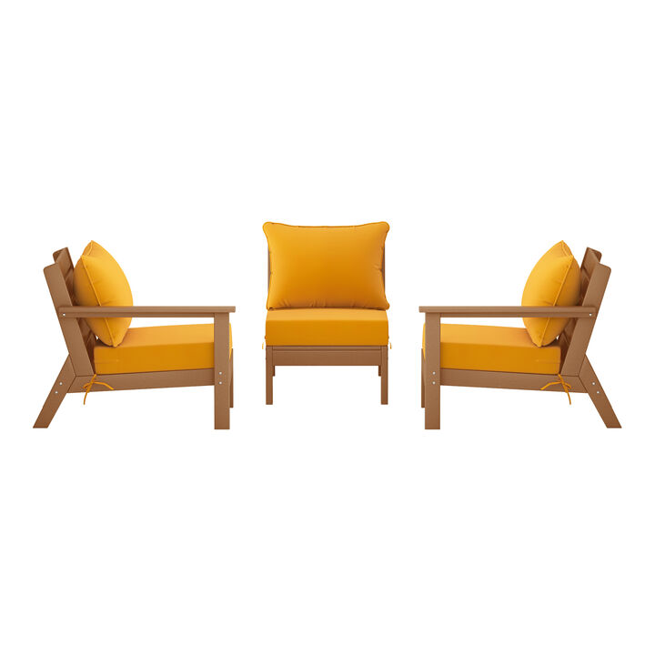 WestinTrends Outdoor Patio HDPE Sectional Sofa with Patio Cushions