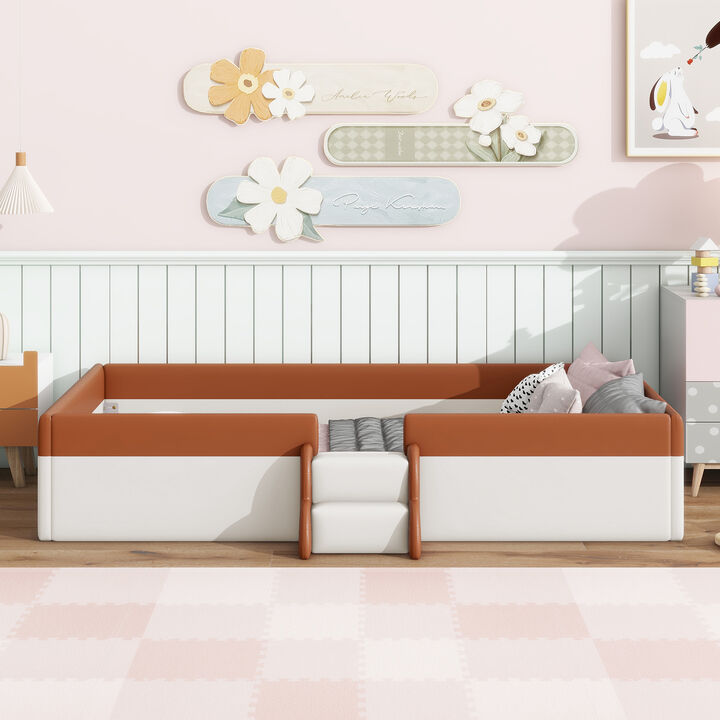 Merax Modern Daybed Frame with Fence and Stairs