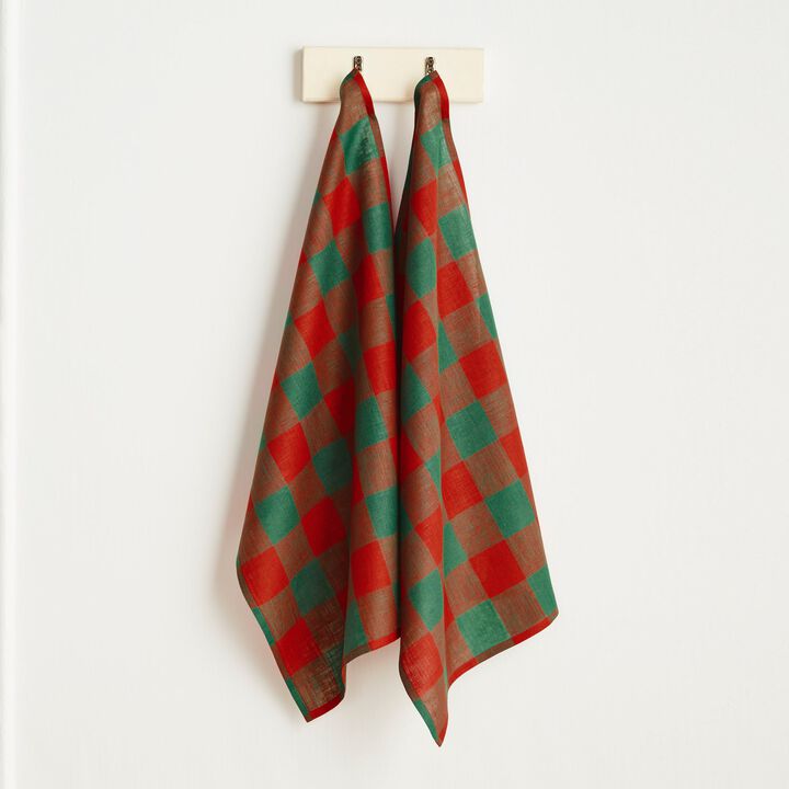 Solino Home 100% Pure Linen Kitchen Towels Set of 2 - 16.5 x 26.5 Inch | Buffalo Check