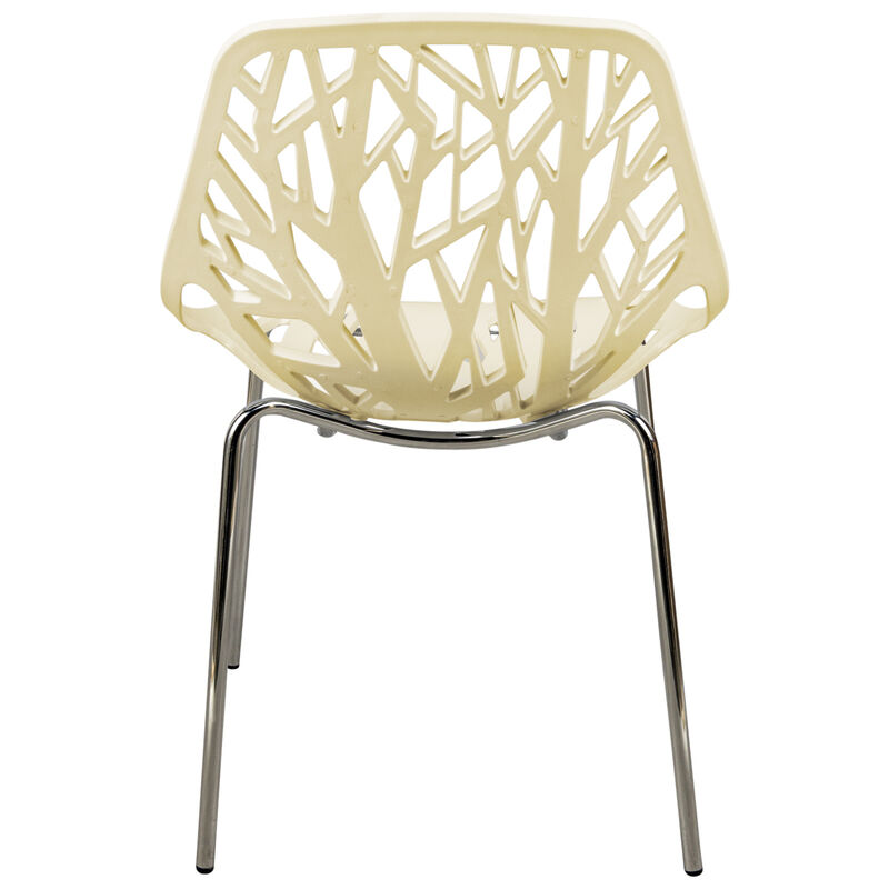 LeisureMod Asbury Dining Stackable Chair in Polypropylene Seat and Chrome Legs Set of 2