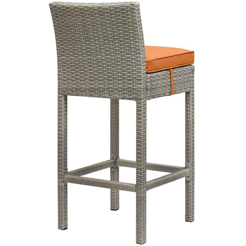 Conduit Outdoor Patio Wicker Rattan Bar Stool - Light Gray Orange