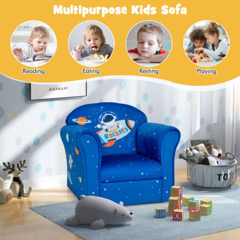 Hivvago Toddler Upholstered Armchair with Solid Wooden Frame and High-density Sponge Filling