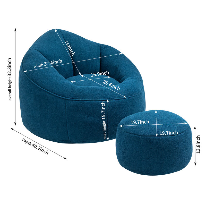 Merax Bean Bag Sofa Accent Chair with Footrest