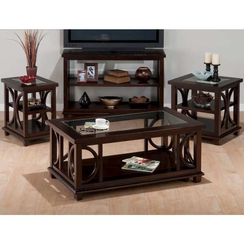 Jofran Panama Brown Contemporary Wood and Glass Coffee Table