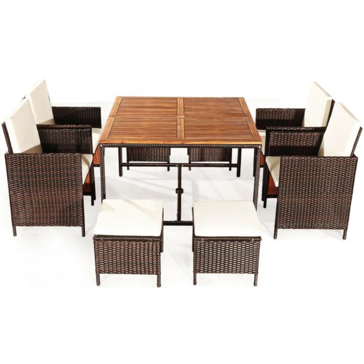 Hivvago 9 Pieces Patio Rattan Dining Cushioned Chairs Set