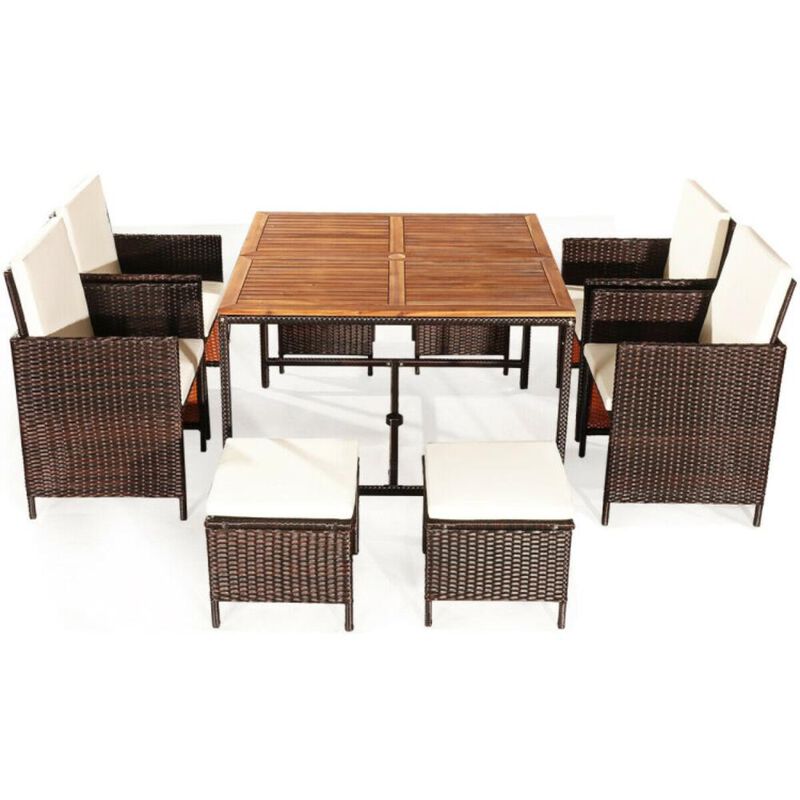 Hivvago 9 Pieces Patio Rattan Dining Cushioned Chairs Set