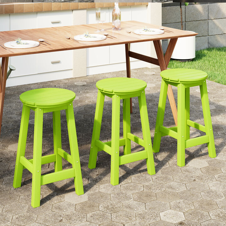 WestinTrends 24" HDPE Outdoor Patio Round Counter Height Bar Stool Set of 3