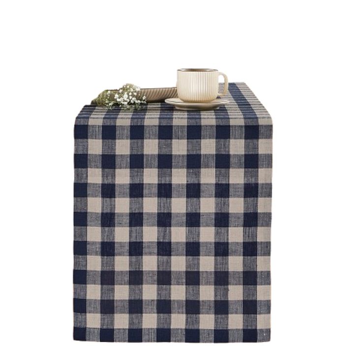 Solino Home 100% Pure Linen Table Runner 14 x 120 Inch | Morgan Check