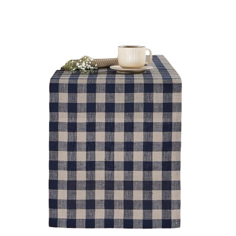 Solino Home 100% Pure Linen Table Runner 14 x 120 Inch | Morgan Check
