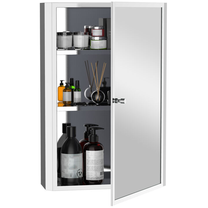 24"x16" Bathroom Mirrored Medicine Cabinet Storage 3 Shelves Stainless Steel