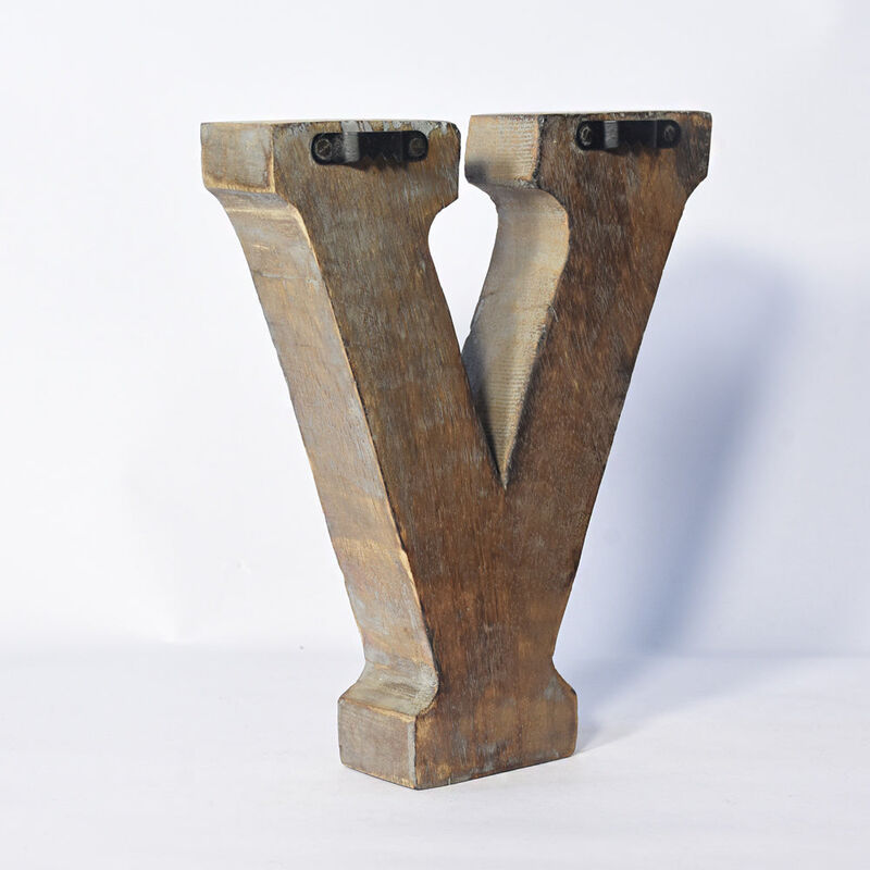 Vintage Gray Handmade Eco-Friendly "V" Alphabet Letter Block For Wall Mount & Table Top D�cor