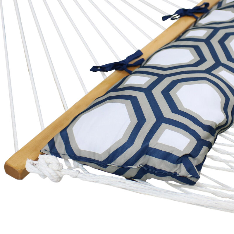 Sunnydaze Large Polyester Rope Hammock with Spreader Bar and Pillow - White