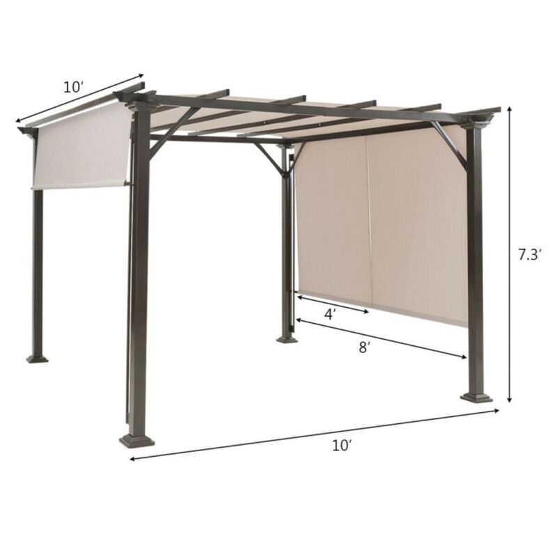 Hivvago 10 x 10 Feet Metal Frame Patio Furniture Shelter-Beige