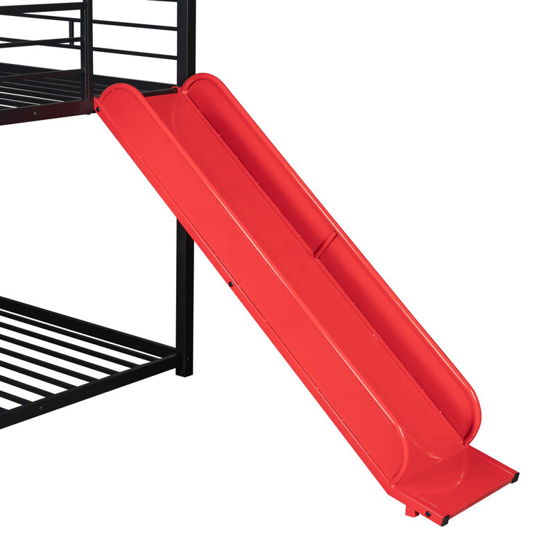Twin Over Twin Metal Bunk Bed, Metal House Bed With Slide, Threes Available