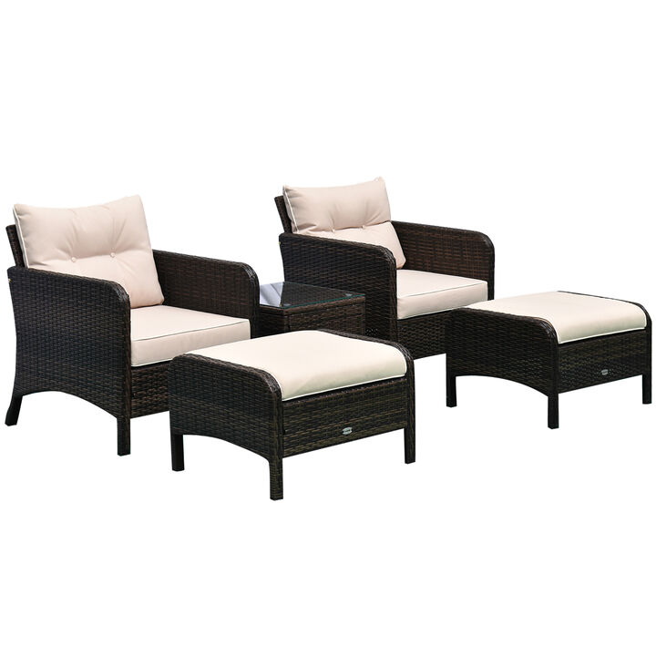 5 PC Outdoor Patio Conversation Chaise Lounge Chair w/ Coffee Table, Blue