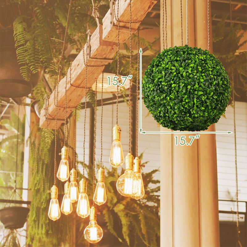 2 Pieces Artificial Boxwood Topiary Ball Tree Set