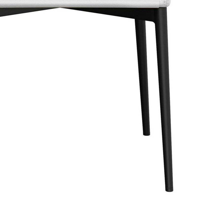 Zvi 21 Inch Cushioned Dining Chair, Set of 2, Sloped Arms, White, Black - Benzara