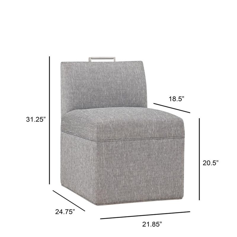 Comfort Pointe Delray Modern Upholstered Castered Chair in Ashen Grey