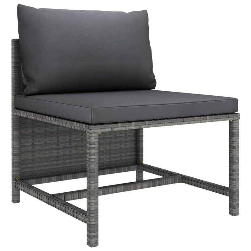 Avio 7pc Outdoor Modular Sofa Set with Ottoman, Dark Gray Poly Rattan - Benzara